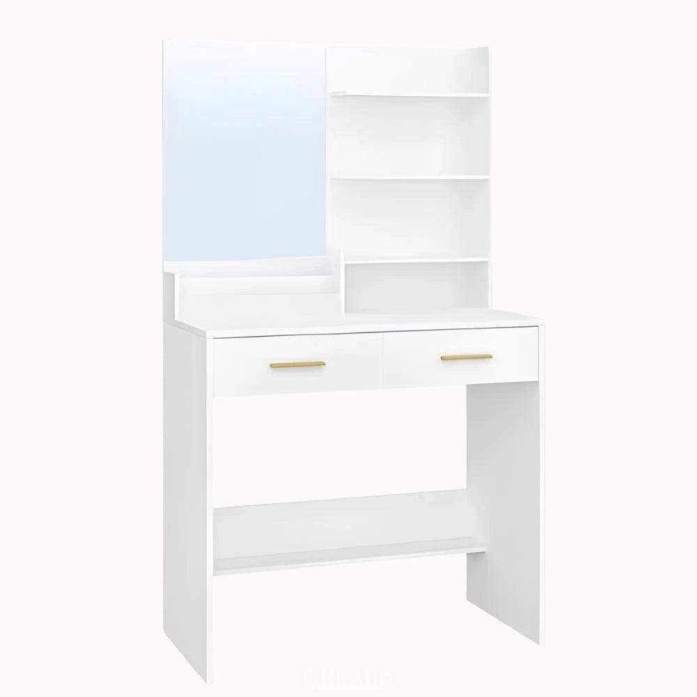 Coiffeuse Adèle blanche avec miroir et rangements pratiques – CELARA