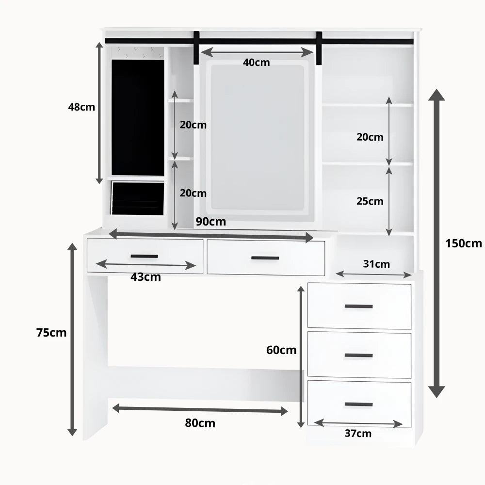 Coiffeuse LUMINA – Organisation Éclatante